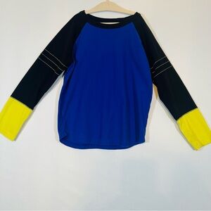 Tea Collection Kids Size 8 Long Sleeve Color Block T-Shirt Black Yellow Blue